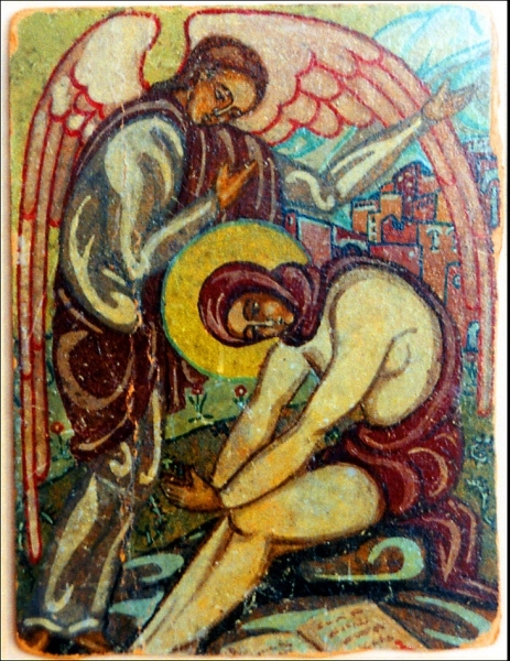 Икона Марии Египетской, написанная м. Марией (Скобцовой) к постригу 1932 г., Париж